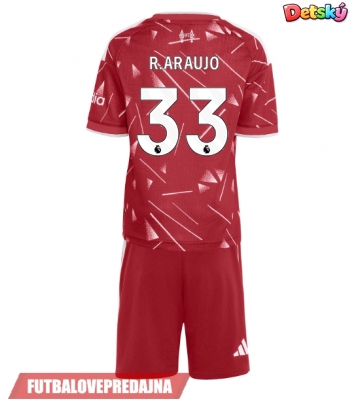 Lacne Dětský Futbalové dres Liverpool Ronald Araujo #33 2026-27 Krátky Rukáv - Domáci (+ trenírky)
